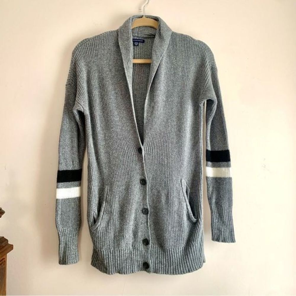 American Eagle • Collegiate Stripe Knit Cardigan - Picture 2 of 8